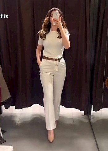 Kemerli straight fit pantolon - Görsel 2