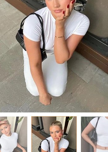 Beyaz Kısa Kollu yuvarlak yaka Tişört madmext - Görsel 4