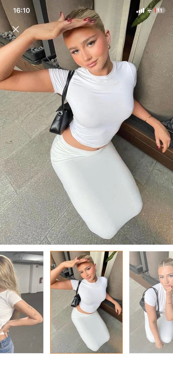 Beyaz Kısa Kollu yuvarlak yaka Tişört madmext - Görsel 3