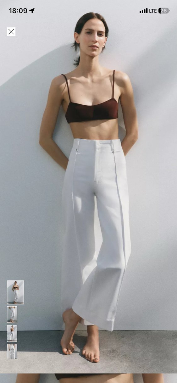 Zara Beyaz Midi Kadın Pantolon - Görsel 2