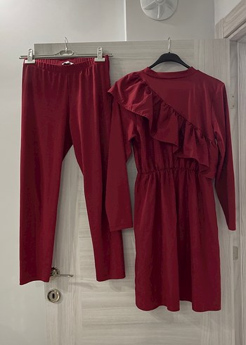 Bordo Uzun Kollu Kadın Pijama Takımı