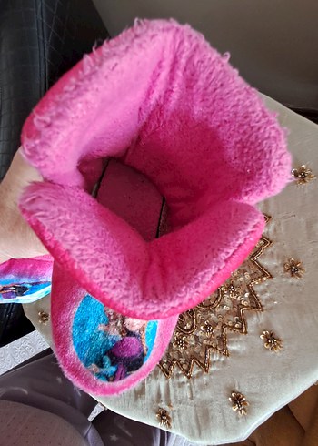 Kız Çocuk Pembe Baskılı Sıcak Ev Terliği - Görsel 4