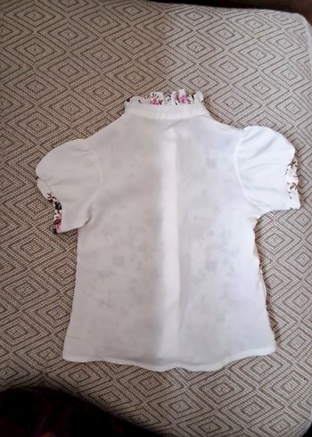 Çiçek Desenli Kız Çocuk Kısa Kollu Gömlek - Görsel 4