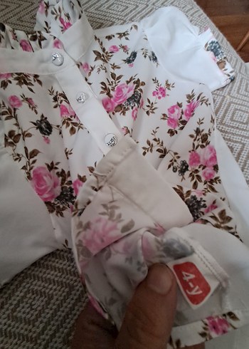 Çiçek Desenli Kız Çocuk Kısa Kollu Gömlek - Görsel 6