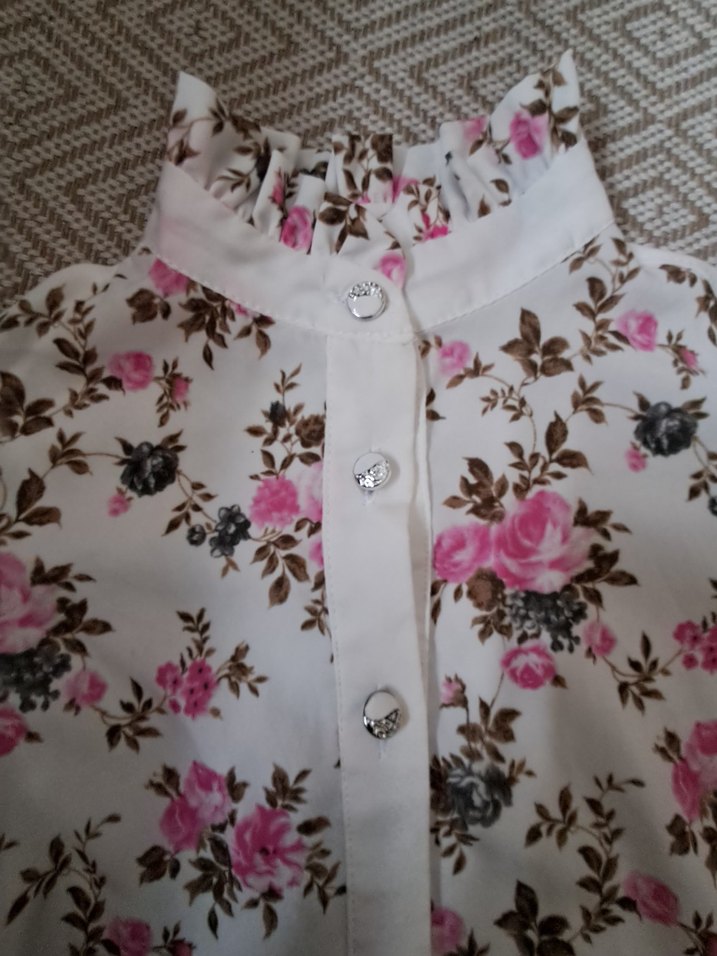 Çiçek Desenli Kız Çocuk Kısa Kollu Gömlek - Görsel 2