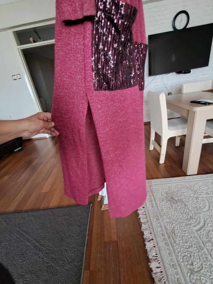 SEÇİLMarka Pembe Uzun Kadın Hırka - Görsel 4