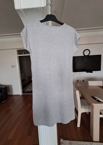 Gri Baskılı  Midi Elbise - Görsel 3