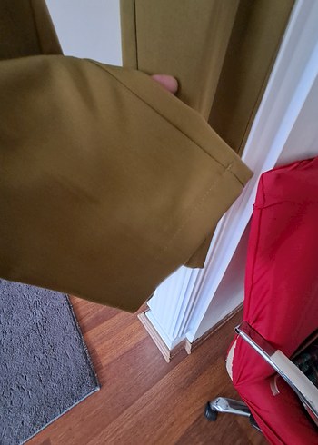 xl Beden haki Renk Düğmeli Kaside Marka Kadın Kumaş Pantolon XL