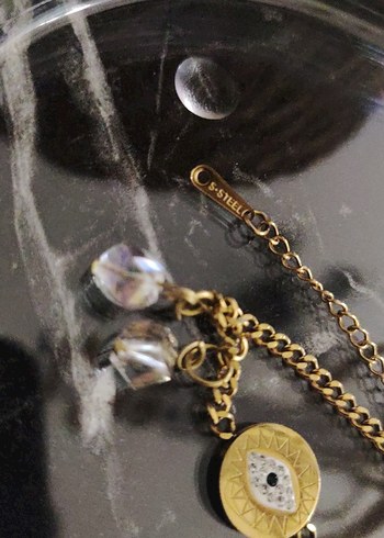 Zincir Detaylı Altın Renkli Bohem Çelik Bileklik - Görsel 3