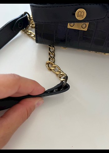 Balmain Siyah Deri Balmain Tokalı Kadın Çanta