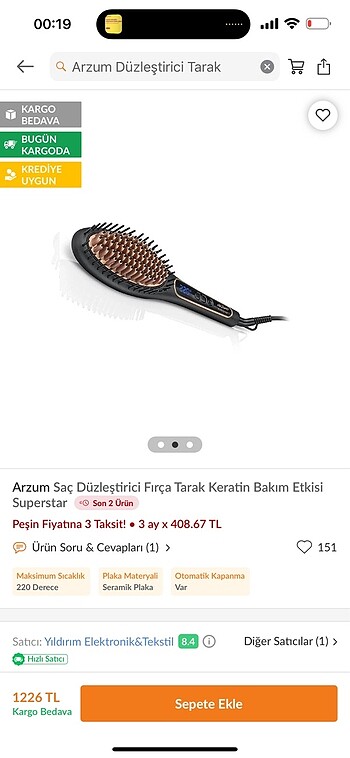 Arzum düzeltirici tarak