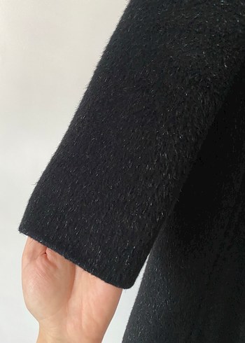 Siyah Çift Düğmeli kaşe Kaban - Görsel 3