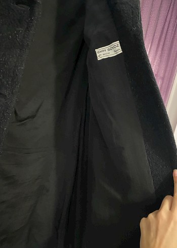 Siyah Çift Düğmeli kaşe Kaban - Görsel 4