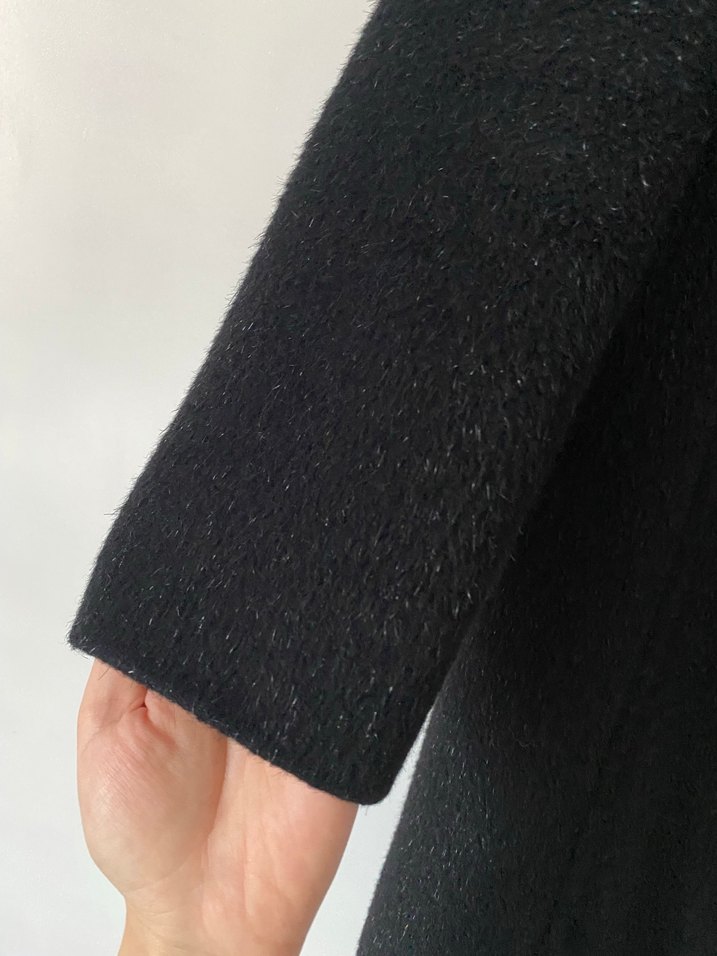 Siyah Çift Düğmeli kaşe Kaban - Görsel 3