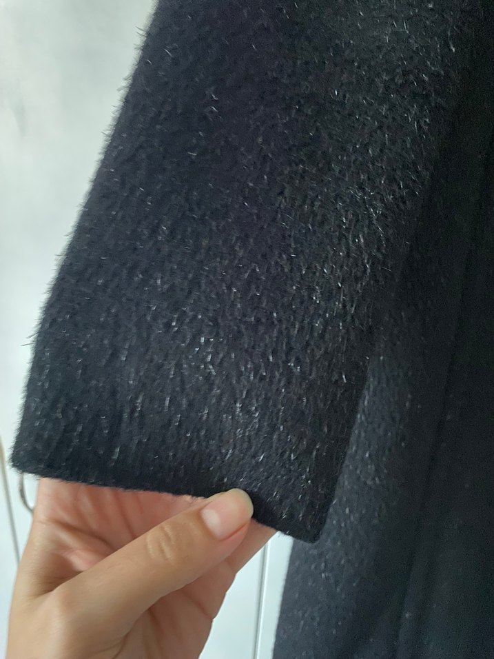 Siyah Çift Düğmeli kaşe Kaban - Görsel 2