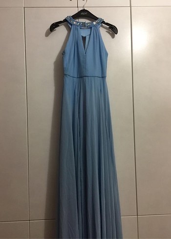 Mavi Uzun Abiye Elbise - Görsel 5