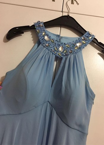 Mavi Uzun Abiye Elbise - Görsel 2