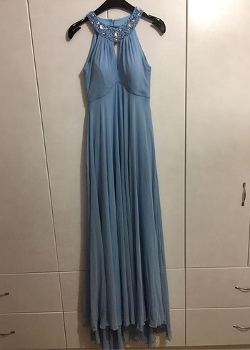 Mavi Uzun Abiye Elbise - Görsel 4