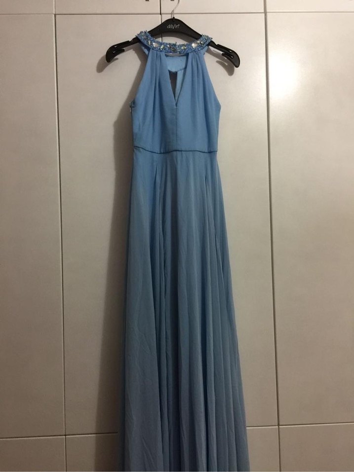 Mavi Uzun Abiye Elbise - Görsel 5