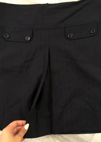 Düğmeli Siyah Mini Etek - Görsel 2