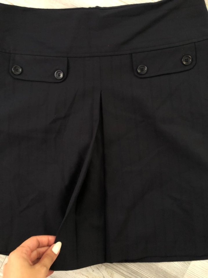 Düğmeli Siyah Mini Etek - Görsel 2