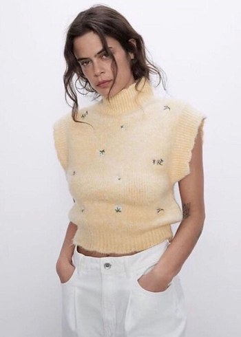 Zara Sarı Triko Süveter - Görsel 2