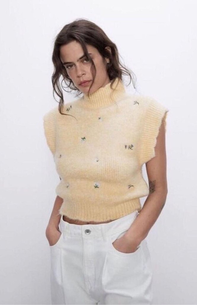 Zara Sarı Triko Süveter - Görsel 2