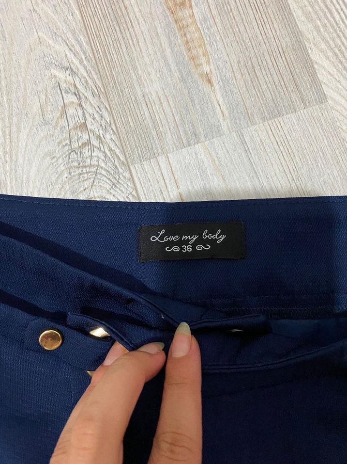 Kemer Detaylı Lacivert Kadın Kumaş Pantolon - Görsel 3