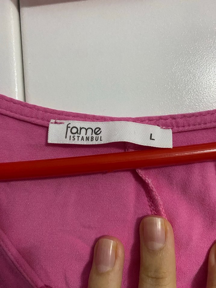 Pembe Uzun Keten Bohem Elbise - Görsel 2