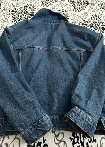 m Beden Düğmeli Gri Mavi Kadın Denim Ceket