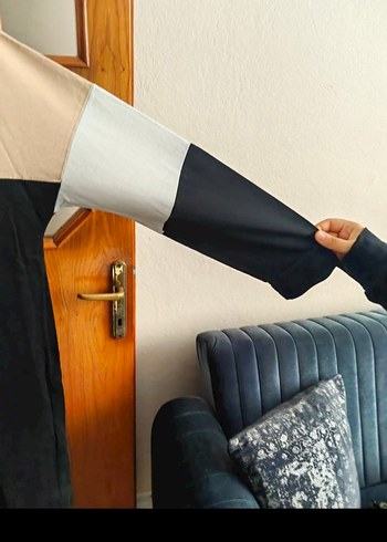 xl Beden çeşitli Renk Bej ve Siyah Uzun Kollu Kadın Tunik
