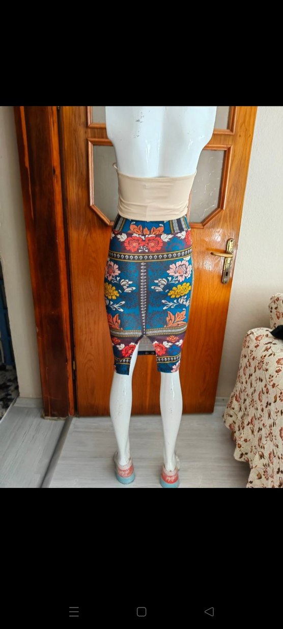 Çiçek Desenli Uzun Bohem Kalem Etek - Görsel 2