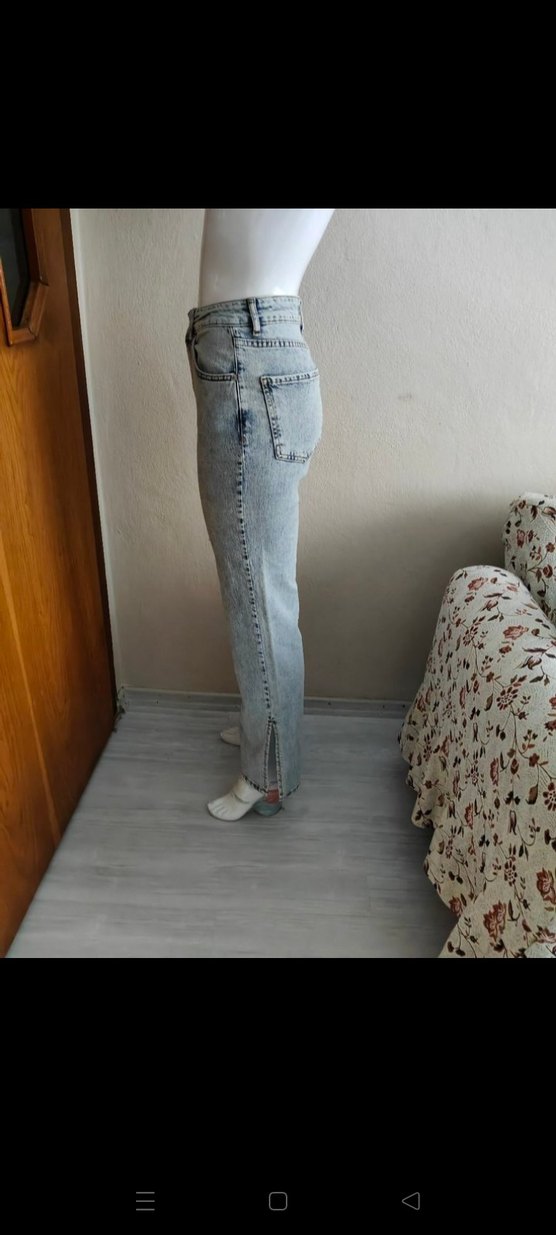 Gri Salaş Midi Kadın Kot Pantolon - Görsel 2