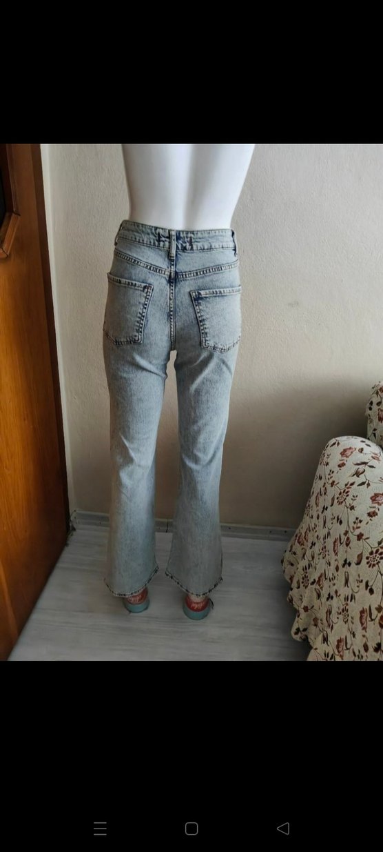 Gri Salaş Midi Kadın Kot Pantolon - Görsel 3