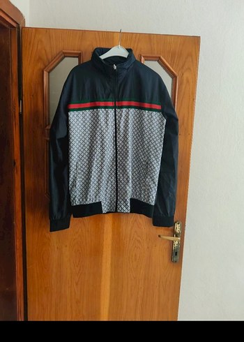 Gucci Retro Siyah Gri Desenli Fermuarli Ceket