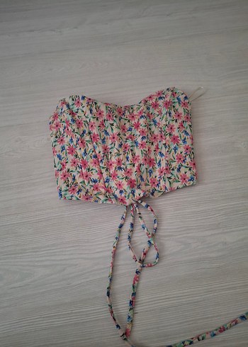 Çiçek Desenli Mini Bohem Straplez Bustiyer