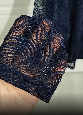 xl Beden Siyah inci dantel pijama