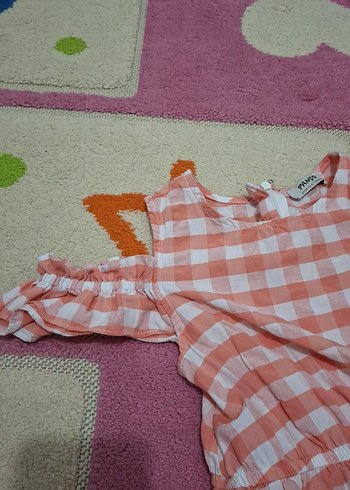 Panço Pembe Kareli Kız Çocuk Elbisesi