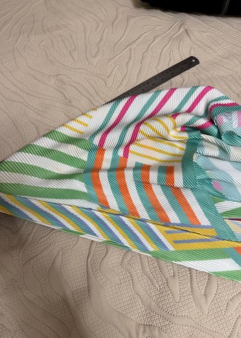 Kadın Pilili Çok Renkli Bohem Fular Eşarp - Görsel 2