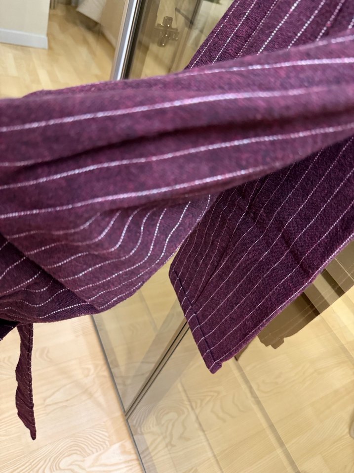 Bordo Kadın Keten Piliseli Kumaş Pantolon - Görsel 3