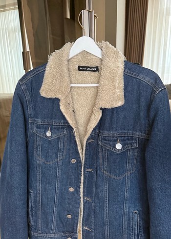 Mavi Kot İçi Peluş Ceket - Görsel 2