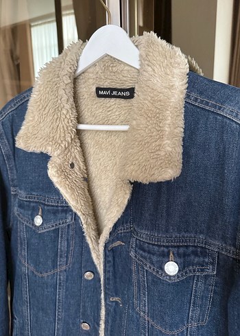 Mavi Kot İçi Peluş Ceket - Görsel 3