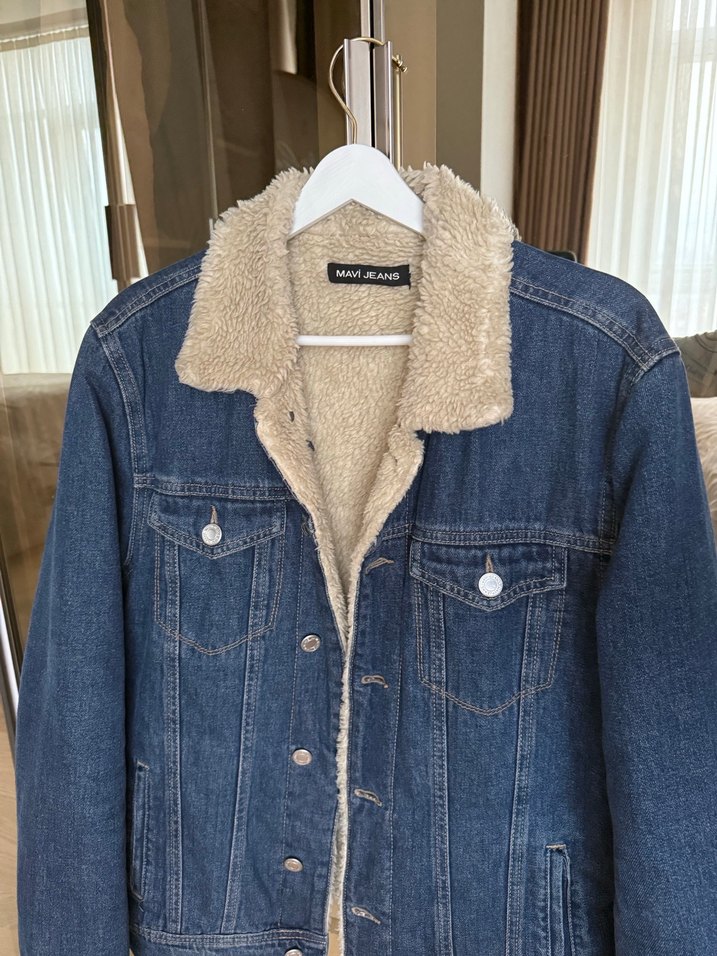 Mavi Kot İçi Peluş Ceket - Görsel 2