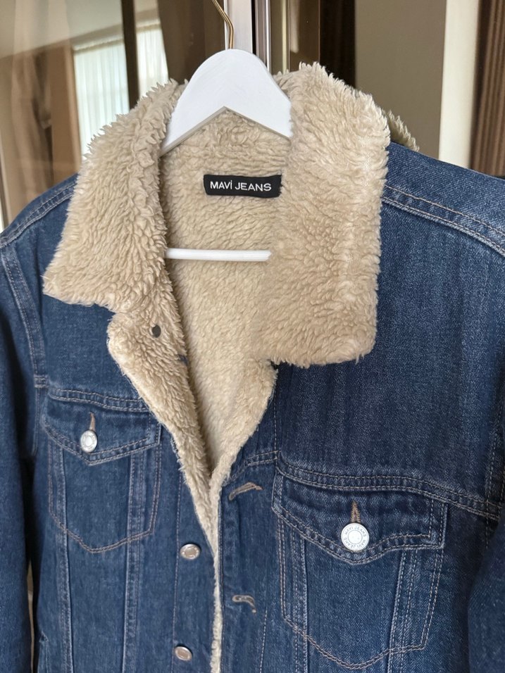 Mavi Kot İçi Peluş Ceket - Görsel 3