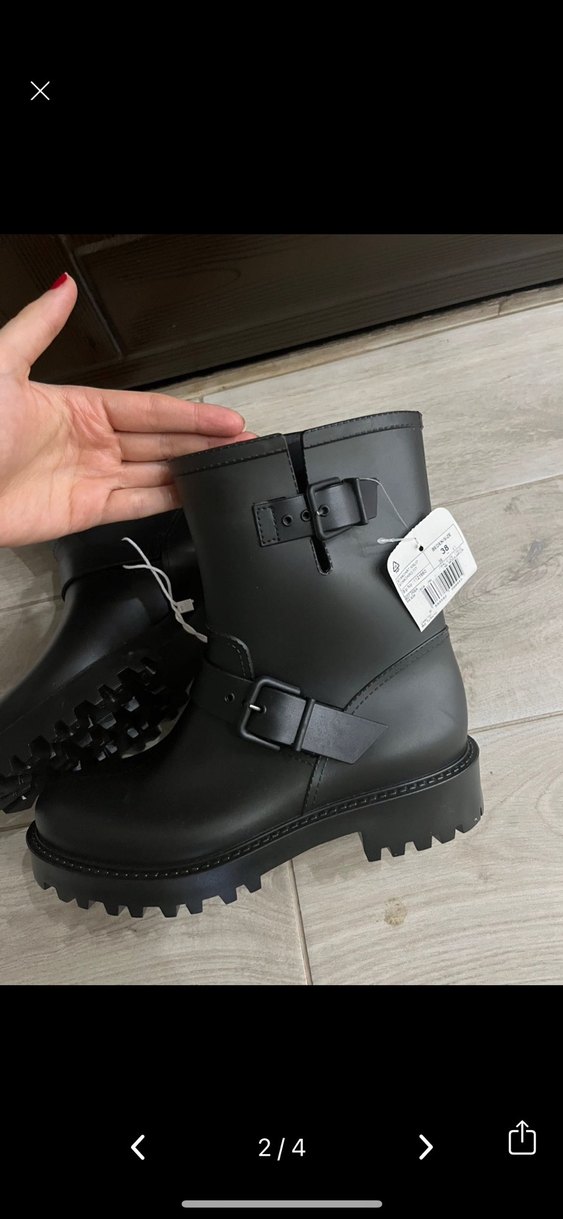 Kadın Siyah Lastik Goth Tokalı Stiletto Bot - Görsel 2