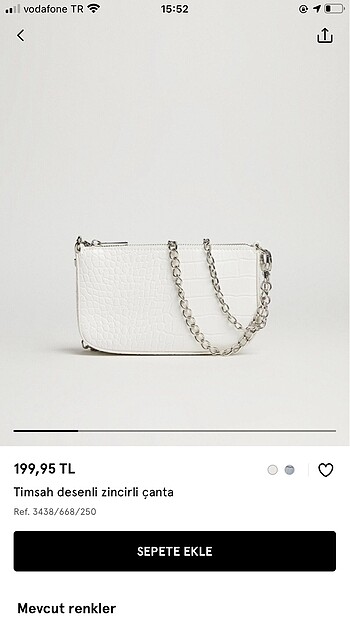 Bershka zincirli beyaz çanta