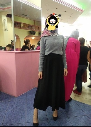 siyah tesettür kloş etek