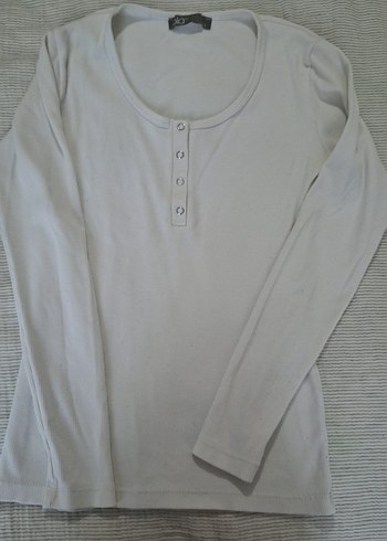 Düğmeli Beyaz Pamuklu Hamile Uzun Kollu Tişört - Görsel 4