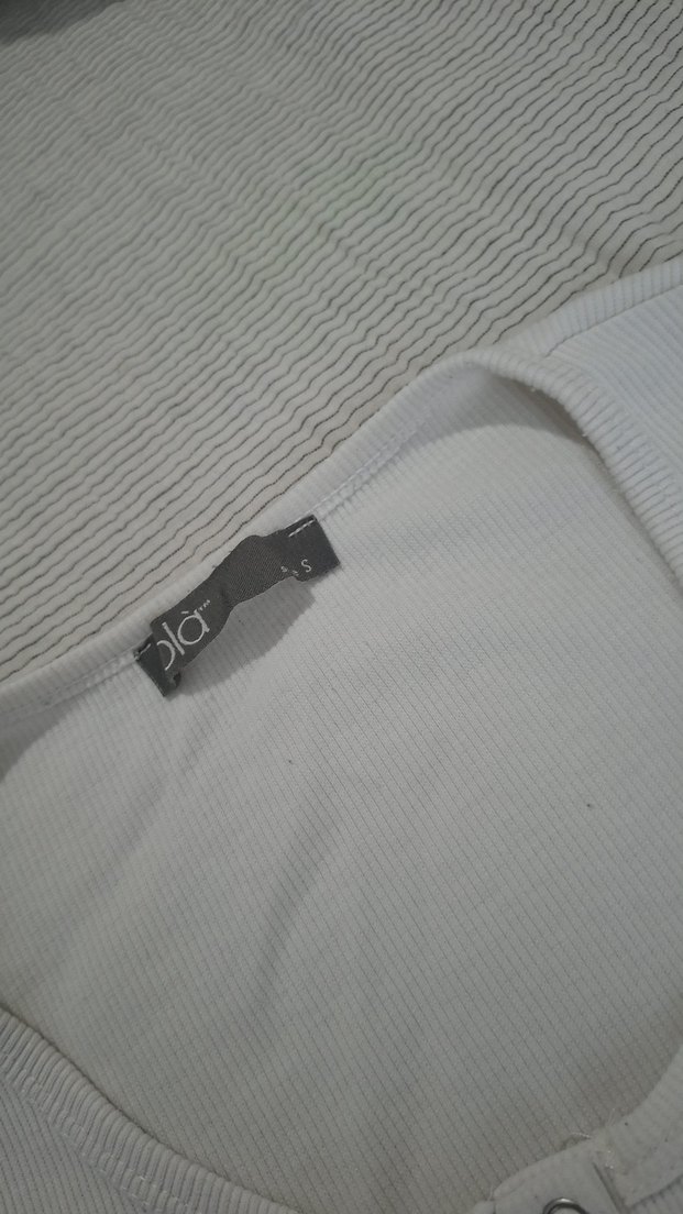 Düğmeli Beyaz Pamuklu Hamile Uzun Kollu Tişört - Görsel 2