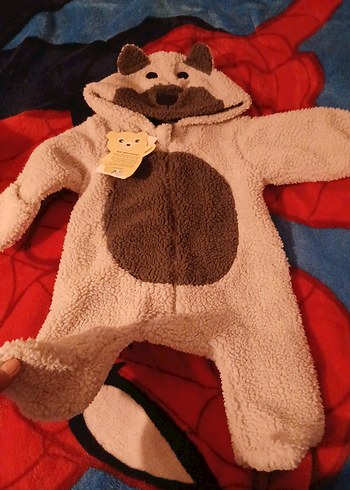 6 Ay Beden kahverengi Renk Kahverengi Peluş Bebek Tulumu